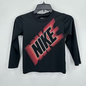 The Nike Tee Shirt Kids M Black Red Dri‎ Fit Back To School Athleisure Casual